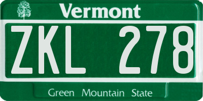 VT license plate ZKL278