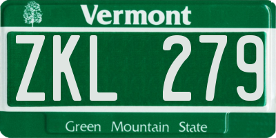 VT license plate ZKL279
