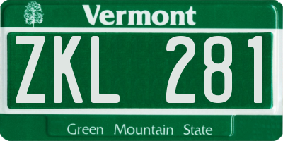 VT license plate ZKL281