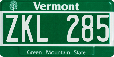 VT license plate ZKL285