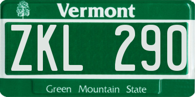 VT license plate ZKL290