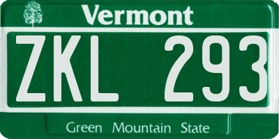 VT license plate ZKL293