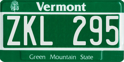 VT license plate ZKL295