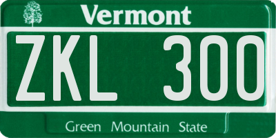VT license plate ZKL300