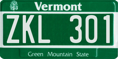 VT license plate ZKL301