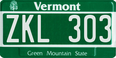 VT license plate ZKL303