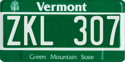 VT license plate ZKL307