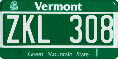 VT license plate ZKL308