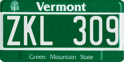 VT license plate ZKL309