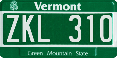 VT license plate ZKL310