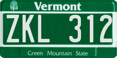 VT license plate ZKL312