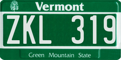 VT license plate ZKL319