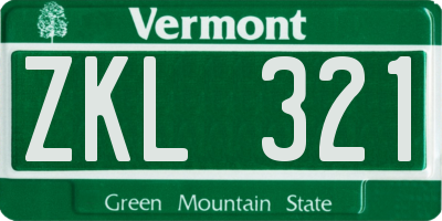 VT license plate ZKL321