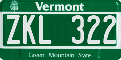 VT license plate ZKL322