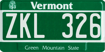 VT license plate ZKL326