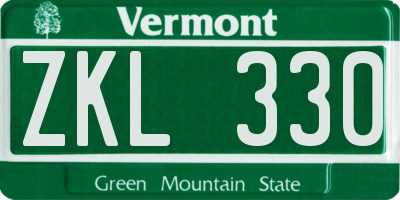 VT license plate ZKL330