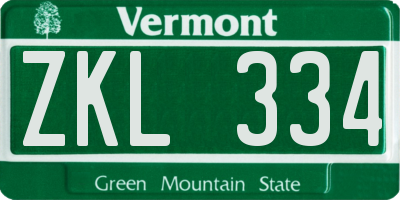 VT license plate ZKL334