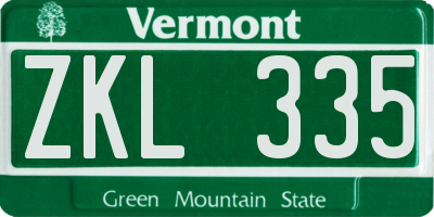 VT license plate ZKL335