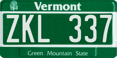 VT license plate ZKL337