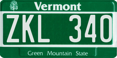VT license plate ZKL340