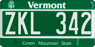 VT license plate ZKL342