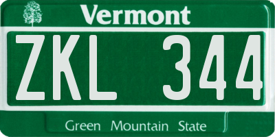 VT license plate ZKL344