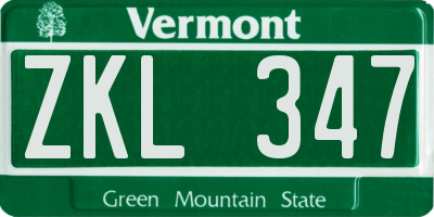 VT license plate ZKL347