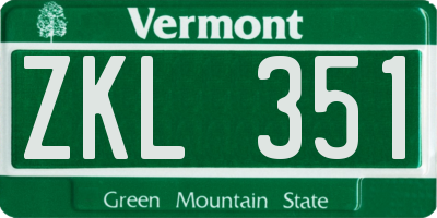 VT license plate ZKL351