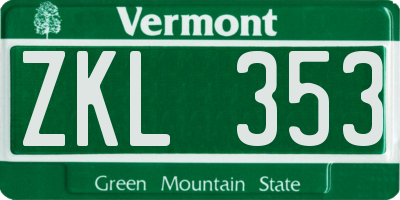 VT license plate ZKL353