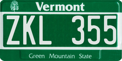 VT license plate ZKL355