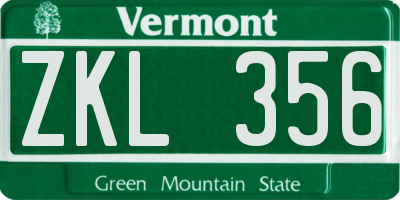 VT license plate ZKL356