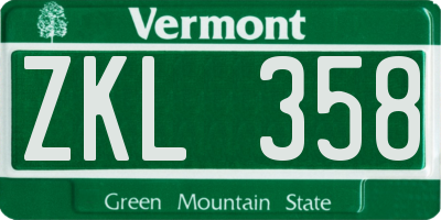 VT license plate ZKL358