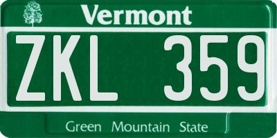 VT license plate ZKL359