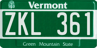 VT license plate ZKL361