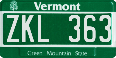 VT license plate ZKL363