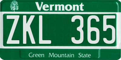 VT license plate ZKL365