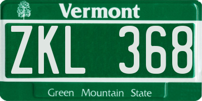 VT license plate ZKL368
