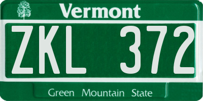 VT license plate ZKL372
