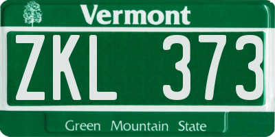 VT license plate ZKL373