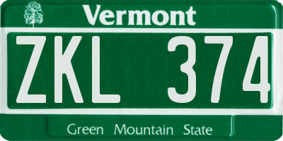 VT license plate ZKL374