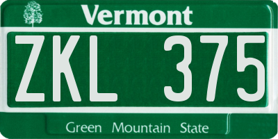 VT license plate ZKL375