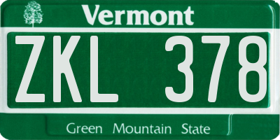 VT license plate ZKL378