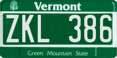 VT license plate ZKL386