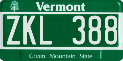 VT license plate ZKL388