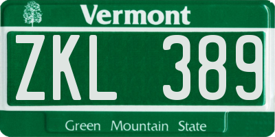 VT license plate ZKL389