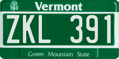 VT license plate ZKL391