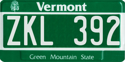 VT license plate ZKL392