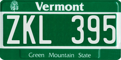 VT license plate ZKL395
