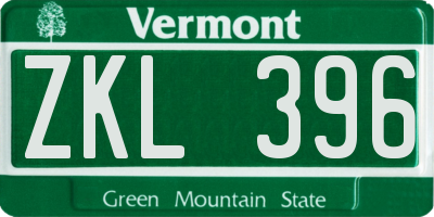 VT license plate ZKL396