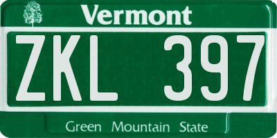 VT license plate ZKL397
